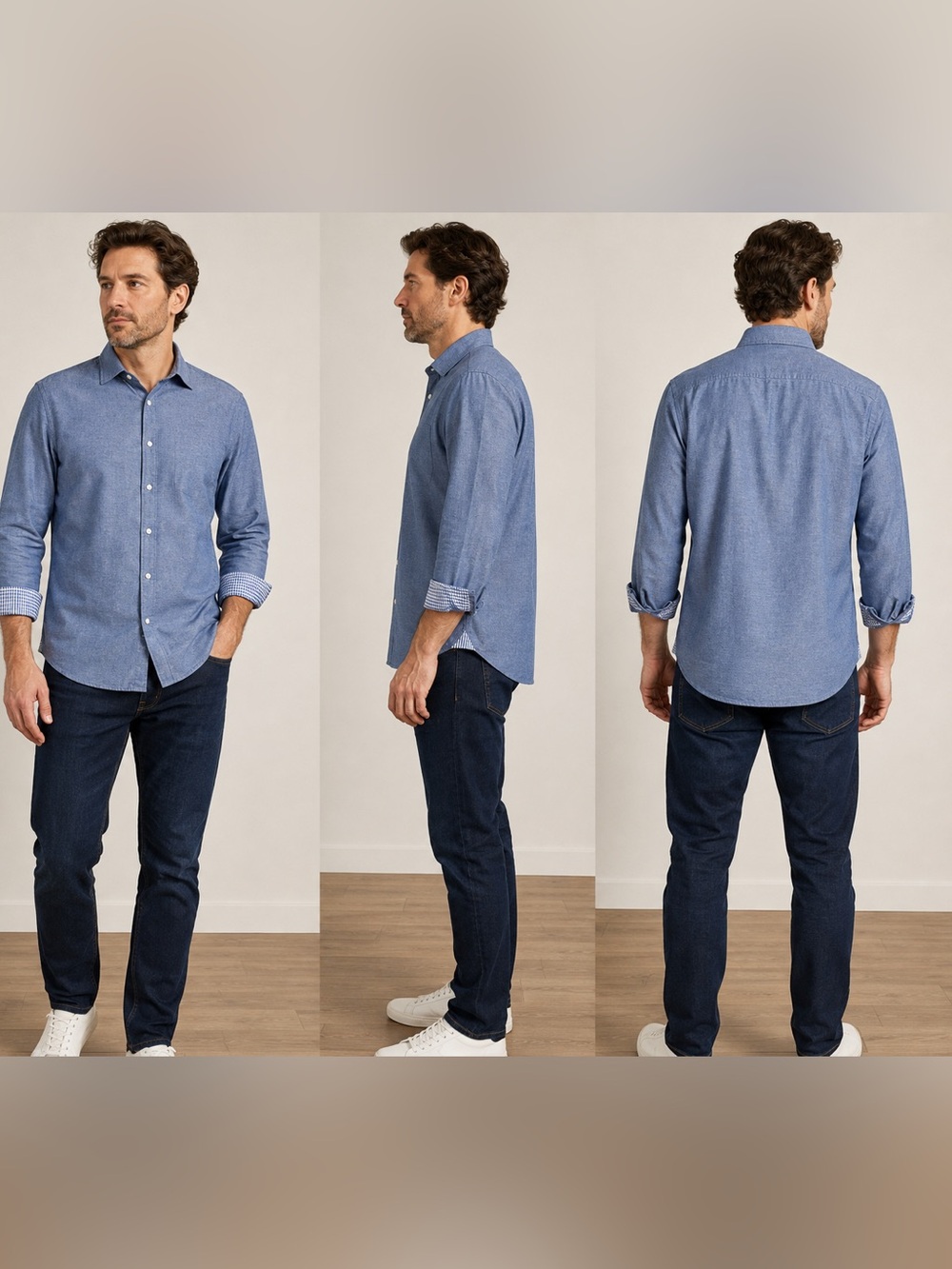 BOSS Hugo Boss men’s long-sleeve button-up shirt in a versatile heathered chambr